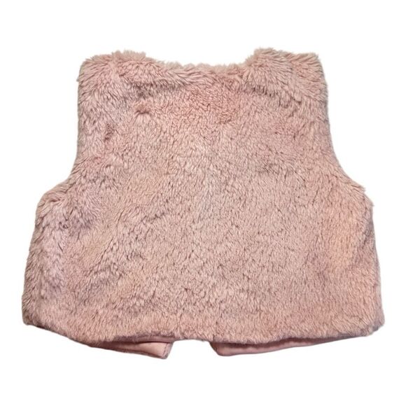 Nicole Miller New York Girls 24 Month Faux Fur Button Dusty Rose Pink Vest EUC - Picture 2 of 10